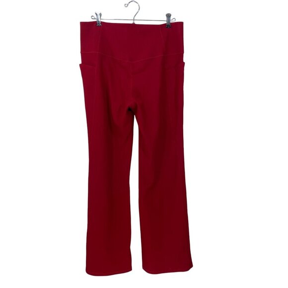 ATHLETA Salutation Stash Rib Flare Pants  Side Pockets Red Size XL Yoga Active - Picture 2 of 6
